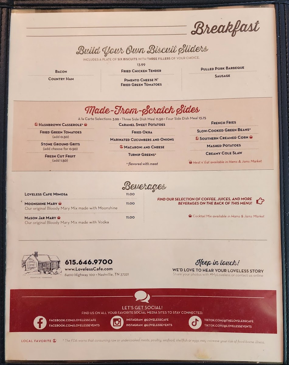The Loveless Cafe Menu - Image 5